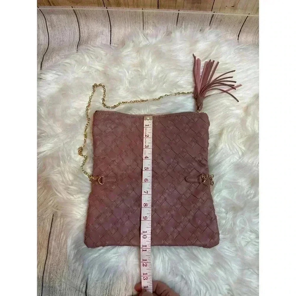 Urban Expressions Weave Vegan Leather Crossbody Purse Dusty Pink - Picture 6 of 11